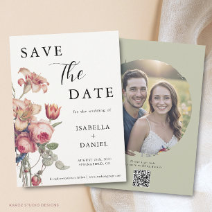 Elegant Floral Photo Wedding Save The Date