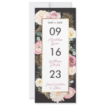 Elegant Floral Pink and Black Save the Date