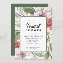 Elegant Floral Pink and Sage Fall Bridal Shower