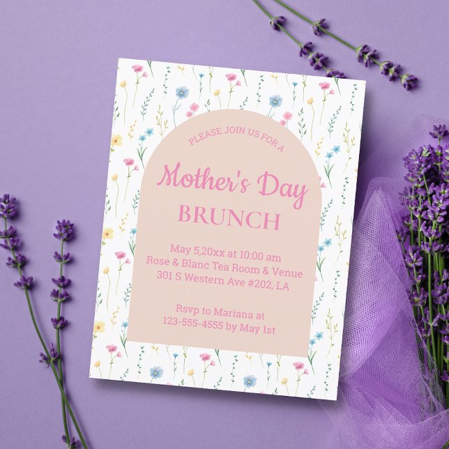 elegant floral pink arch mothers day brunch  invitation (Creator Uploaded)