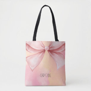 Elegant Floral Pink Bow Boho Cute Tote Bag