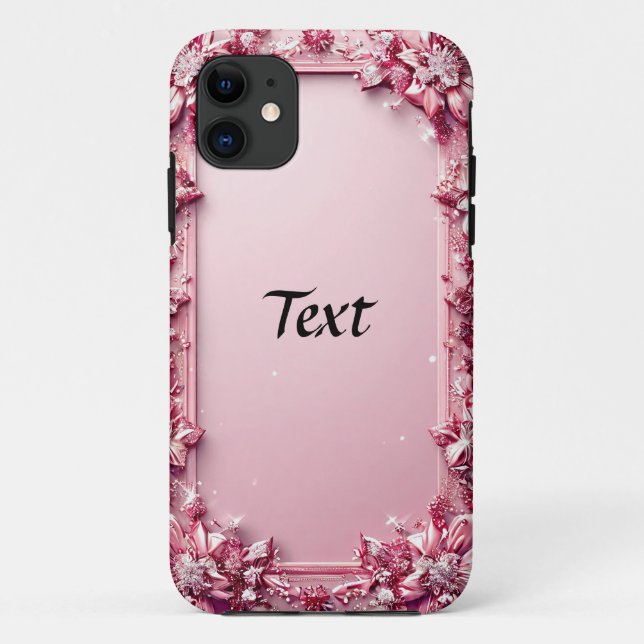 Elegant Floral Pink Frame Case-Mate iPhone Case (Back)