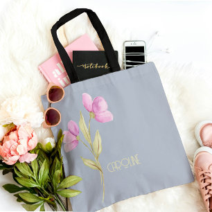 Elegant Floral Pink Green Boho Cute Tote Bag