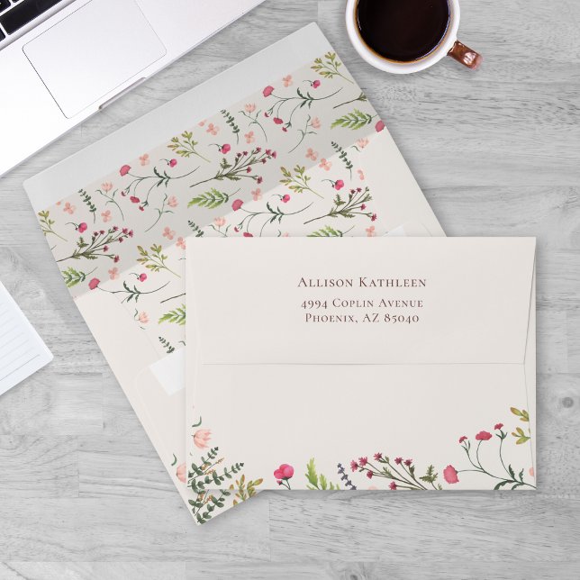 Elegant Floral Pink & Green Bridal Shower  Envelope (Creator Uploaded)