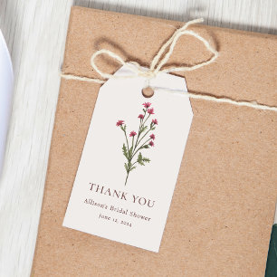 Elegant Floral Pink & Green Bridal Shower Gift Tags