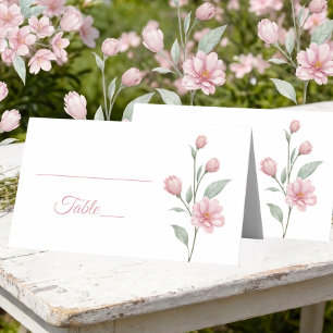 Elegant Floral Pink Green Summer Garden Wedding Place Card