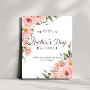 Elegant Floral Pink Mother's Day Brunch Welcome Poster