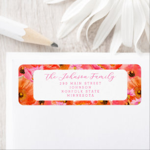 Elegant Floral Pink Orange Girl Baby Shower