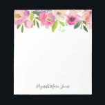 Elegant Floral Pink Pastel Watercolor Peony Notepad<br><div class="desc">Modern Elegant Floral Pink Pastel Watercolor Peony Feminine Girly Script Name Notepad</div>