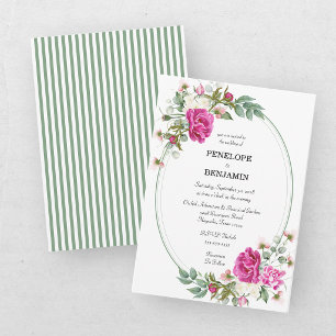 Elegant Floral Pink Peony Monogram Wedding Invitation