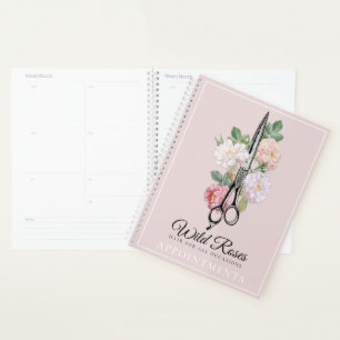 Elegant Floral Pink Roses Hair Salon Appointment Planner