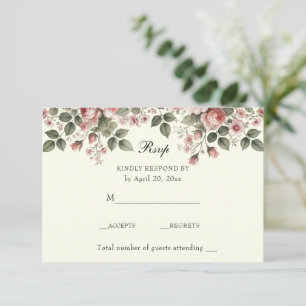 Elegant Floral Pink Roses    RSVP Card