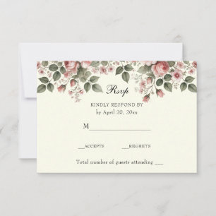 Elegant Floral Pink Roses    RSVP Card