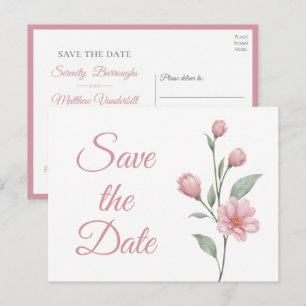 Elegant Floral Pink Sage Garden Wedding Save Date  Announcement Postcard