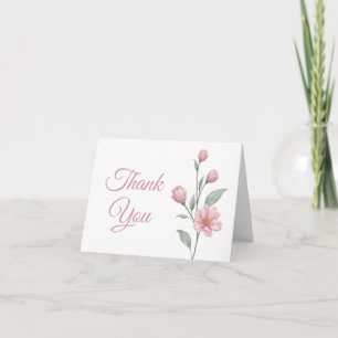 Elegant Floral Pink Sage Garden Wedding Thank You Card