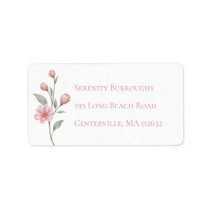 Elegant Floral Pink Sage Spring Garden Wedding Label