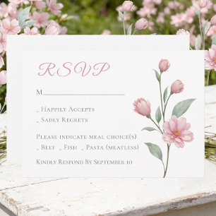 Elegant Floral Pink Sage Spring Garden Wedding RSVP Card