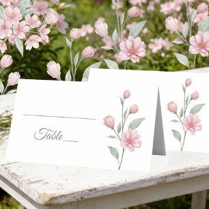 Elegant Floral Pink Sage Summer Garden Wedding Place Card