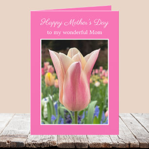 Elegant Floral Pink Tulip Mother's Day Card