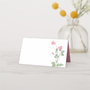 Elegant Floral Pink Watercolor Flowers Wedding Place Card