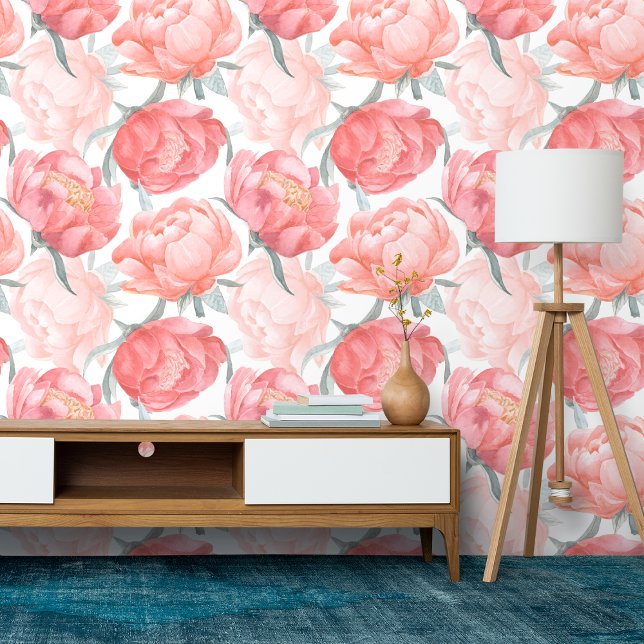 Elegant Floral Pink Watercolor Peel and Stick Wallpaper (Creator Uploaded)
