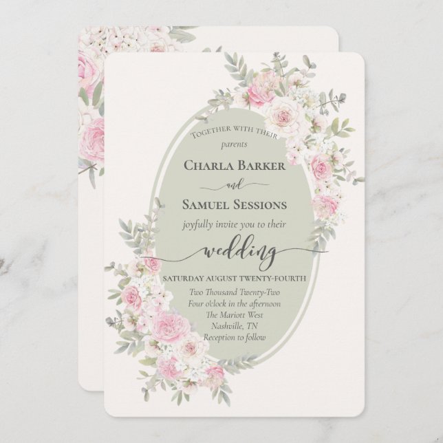 Elegant Floral Pink Watercolor Roses & Peonies Programme (Front/Back)