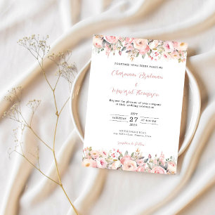 Elegant Floral Pink Wedding Invitation