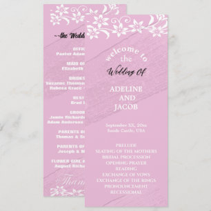 Elegant floral Pink & white Wedding program Invitation