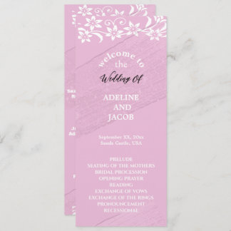 Elegant floral Pink & white Wedding program Invitation