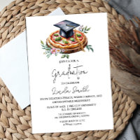 Elegant Floral Pizza Graduation Invitation