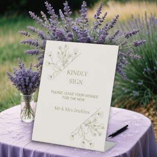 Elegant Floral "Please Sign" Wedding Guestbook Pedestal Sign