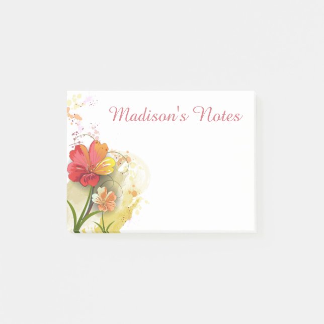Elegant Floral Post-it Notes (Front)
