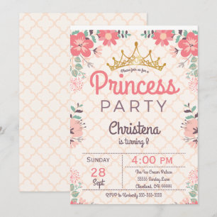 Elegant Floral Princess Birthday Party Invitation