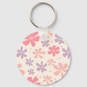 Elegant Floral Print Botanical Art for Nature Love Key Ring
