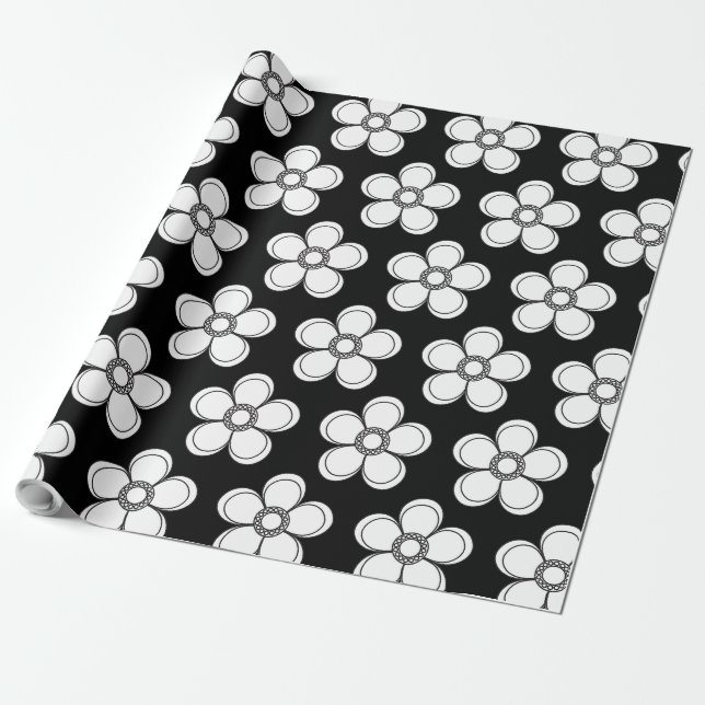 Elegant Floral Print | Botanical Design Wrapping Paper (Unrolled)