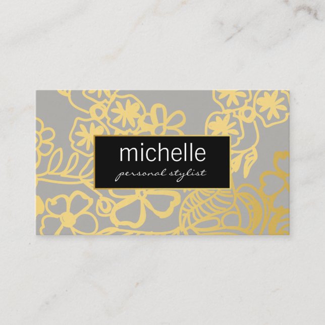 Elegant Floral Print Personal Stylist Business Card (Front)