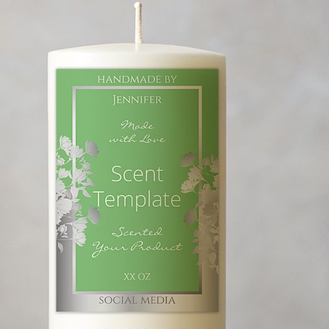 Elegant Floral Product Label Sage Green and Silver (Creator Uploaded)