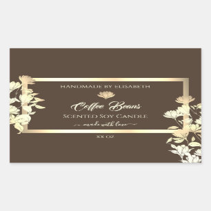 Elegant Floral Product Packaging Labels Gold Brown