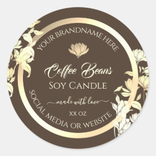 Elegant Floral Product Packaging Labels Gold Brown