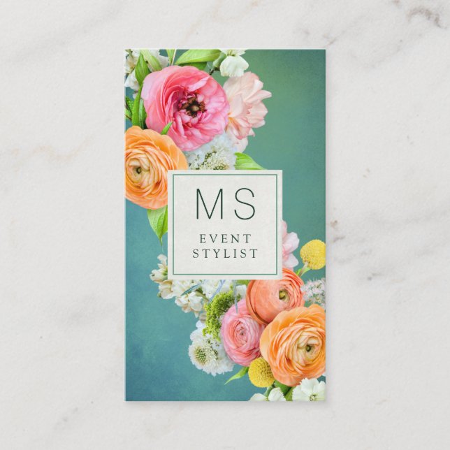 Elegant Floral Professional  Business Card (Front)