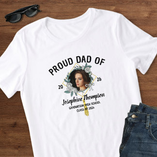 Elegant Floral Proud Dad Of 2026 Graduate Photo T-Shirt