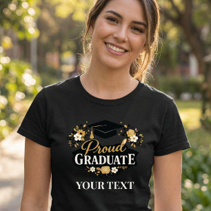Elegant Floral Proud Graduate Custom Text Women’s T-Shirt