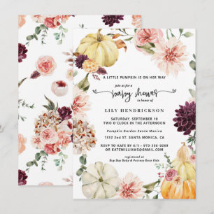 Elegant Floral Pumpkin Autumn Baby Shower