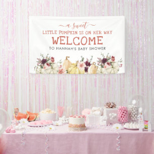 Elegant Floral Pumpkin Autumn Baby Shower Banner