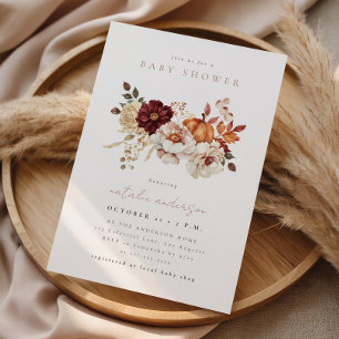 Elegant Floral Pumpkin Fall Baby Shower Invitation