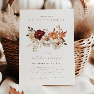 Elegant Floral Pumpkin Fall Bridal Shower Invitation