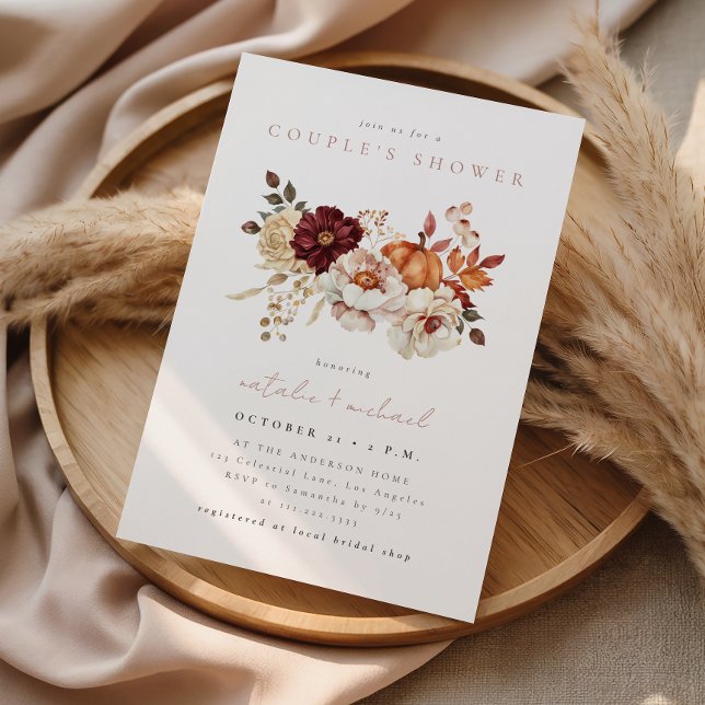 Elegant Floral Pumpkin Fall Couple's Shower Invitation (Creator Uploaded)