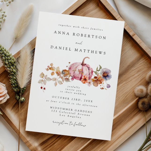 Elegant Floral Pumpkin Fall Wedding Invitation (Creator Uploaded)