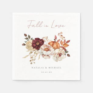 Elegant Floral Pumpkin Fall Wedding Napkin