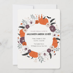 Elegant Floral Pumpkin Halloween Party Invitation